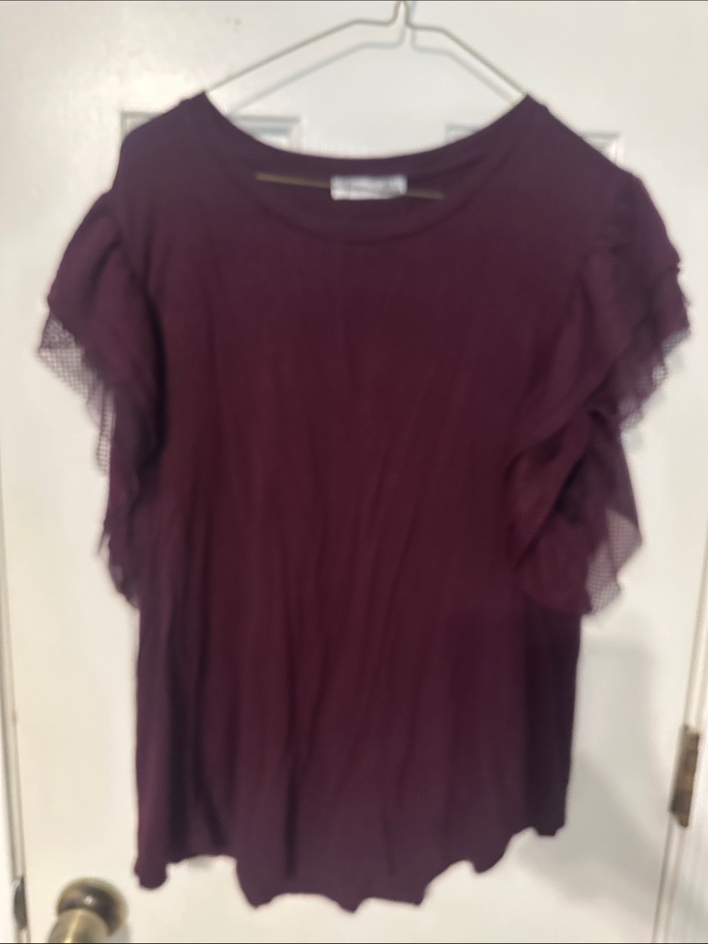 Dex Plum Ruffle Sleeve Short Sleeve Tee